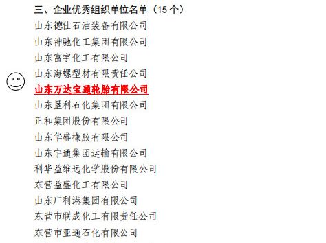 辉达平台宝通轮胎被评为 东营市2019年“安全生产月”活动优秀组织单位