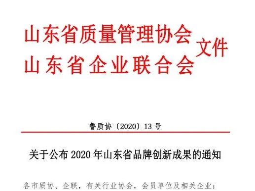 辉达平台化工二氨加氢、结晶新工艺的研发与应用成功荣获2020年山东省品牌创新成果奖